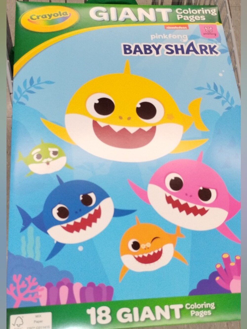 Crayola Baby Shark Giant Coloring Pages - Yellow, Pink, Blue, Orange, Green